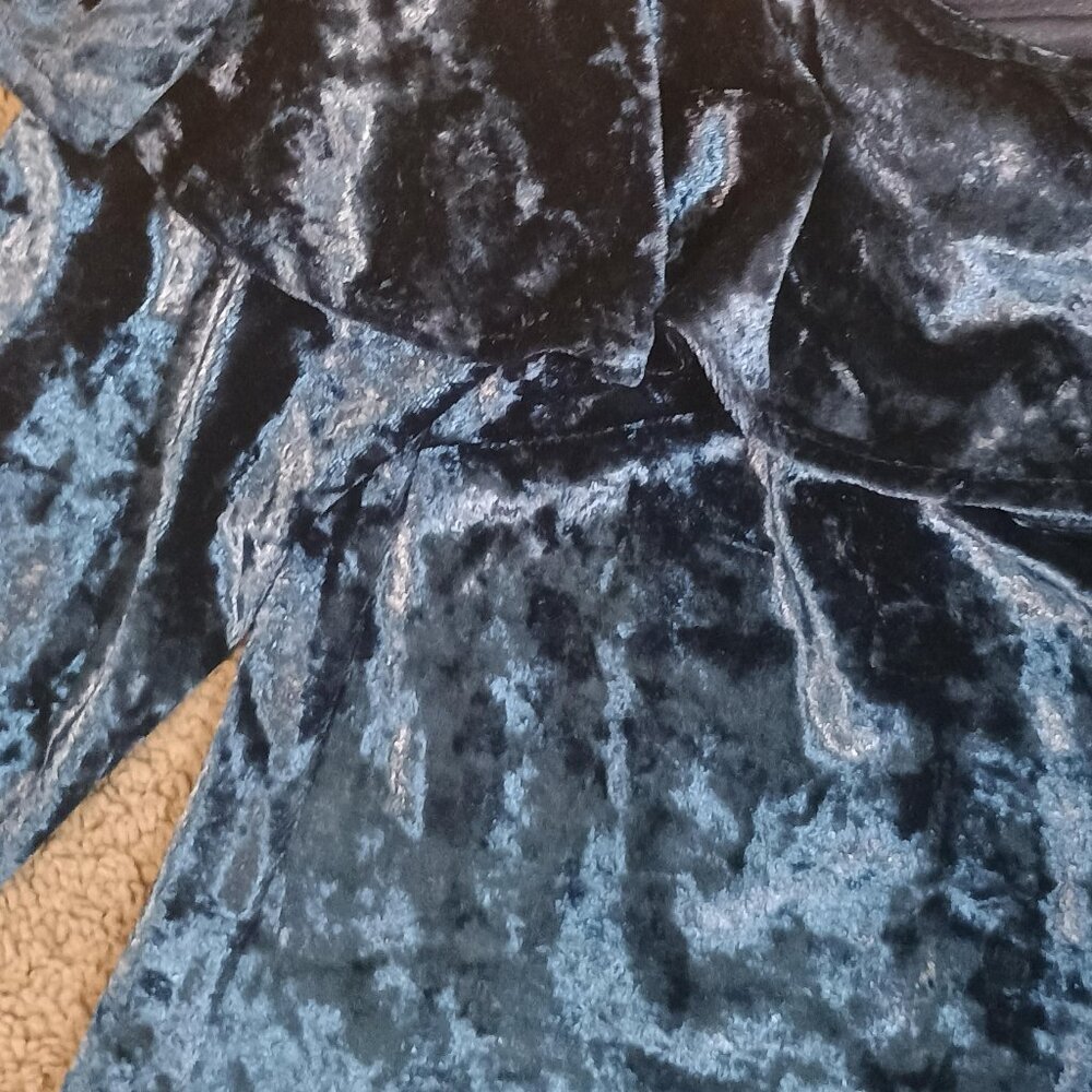 Anthropologie Entro/Ruffle Blouse/Womens Small/Royal Blue/Velvet Whimsigoth - Picture 2 of 11